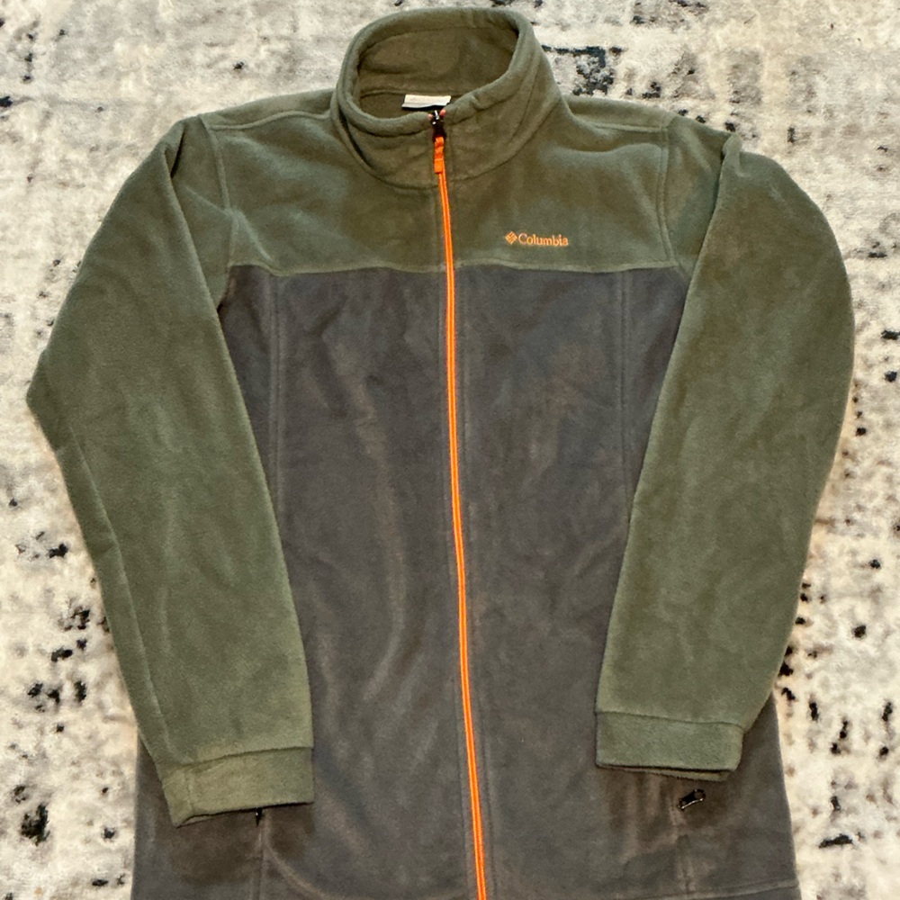 Columbia Kids Jacket - Olive and Gray with Orange Zipper XL 18-20 Boys